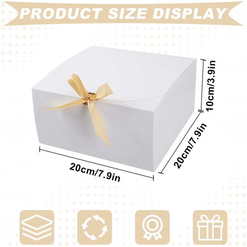 GXFCING Gift Boxes White, 10 Pack 20x20x10cm Large Gift Box