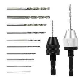 Giantree Keyless Drill Chuck Bit, 2Pcs Chuck Adapter with 10Pcs Drills, 1/4 Inch Hex Shank Fast Change Converter Extension Screwdriver Adapter for Impact Tool Attachment