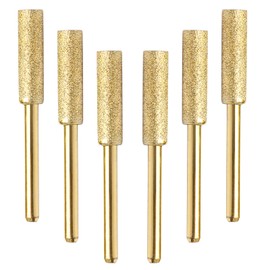 Coufce 6 Pack 7/32 Inch Diamond Chainsaw Sharpener, Gold Burr Grinding Stone File, Chainsaw Sharpener for High Hardness Sharpening