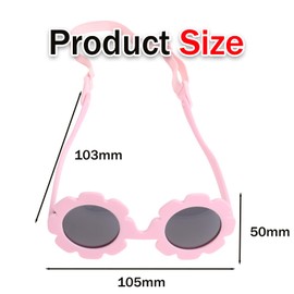 Baby Sunglasses with Strap, Toddler Sunglasses 0-24 Months, Cute Flower Polarized Sunglass, UV400 Protection for Newborn Infant Girls Boys, Pink