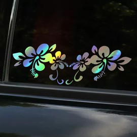 Flower Car Sticker Decal, 11.3'' x 3.7'' Vinyl Car Bumpers Sticker, Automotive Exterior Decoration Accessories for Car Window Wall Helmet Decals (Colorful)