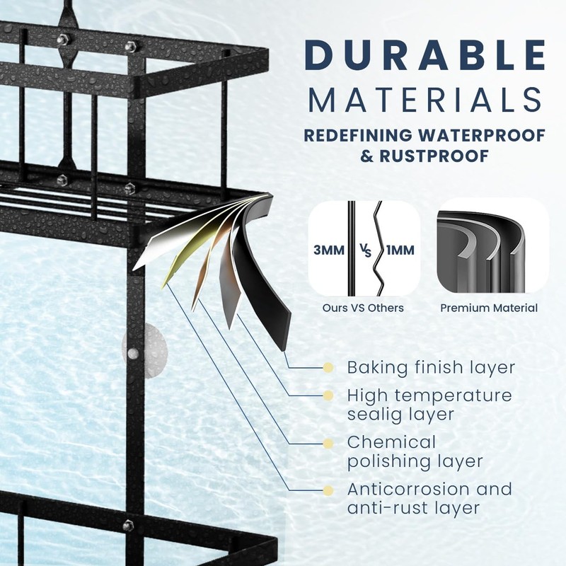 Sben Hanging Rustproof Shower Caddy with Soap Dishes and Toothbrush