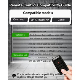 O3T-BX O3T-A 315/390Mhz Dual Frequency Auto-Seek Overhead Garage Door Opener, Gate Remote for Overhead Door CodeDodger/Genie Intellicode, 3-Buttons Remote Replacement for Overhead Door Remote