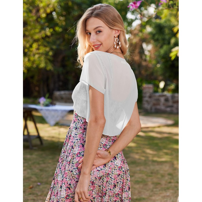 Zeagoo Women's Bolero Chiffon Festive Short Sleeve Bolero Jacket Elegant