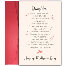 YIWANSIN Heartfelt Poem Mother's Day Card for Daughter, Sentimental Greeting Card for Her, Elegant and Emotional Card for Mother's Day Celebration, Happy Mother's Day Card