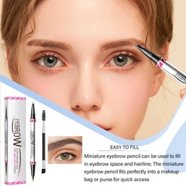 Double-Ended Eyebrow Pencil - 2 In 1 Makeup Brow Pen Eye Liner Pencil | Double Head Natural Looking Brow Pencil for Shopping, Business Trip, And Parties