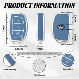 TOOMUME Car Key Cover TPU, Car Key Case Fit for Hyundai Santa Fe Tucson Elantra Accent Sonata loniq i10 i20 i25 i30 i40 ix25 ix45 ix55, Protective Key Fob Cover Key Fob Case - Smart Key