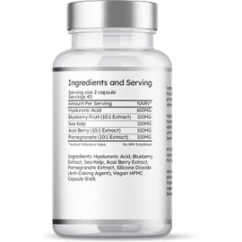 Hyaluronic Acid 1000mg Complex | 90 Vegan Capsules | High Strength Formula with Superfruits | Radiate, Rejuvenate, and Refresh Your Skin