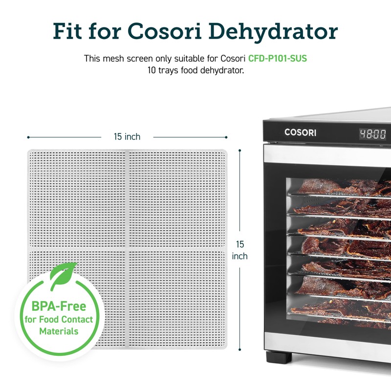 COSORI Food Dehydrator Accessories, Plastic Mesh Screens for 10 Tray