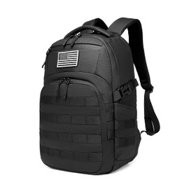 Wotony 25L Tactical Backpack, 18.5 inch, 900D Polyester, MOLLE System, Waterproof, for Men, Black
