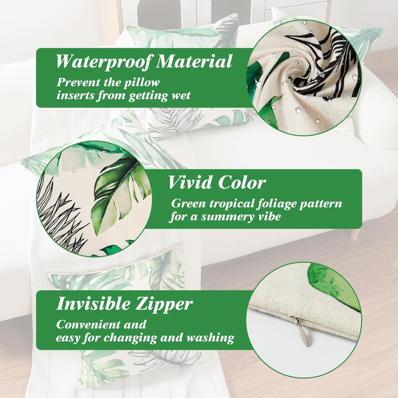 Betylifoy Outdoor Cushion Cover Waterproof Decorative Cushion Cover Pack of