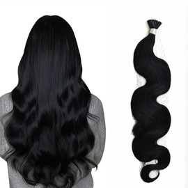 Body Wave Itip Human Hair Extensions 18 Inch Misslala Keratin Fusion Hair Extensions Black Itip Hair Extensions 40g 50s Color #1 Jet Black Professional Salon Hair Natural