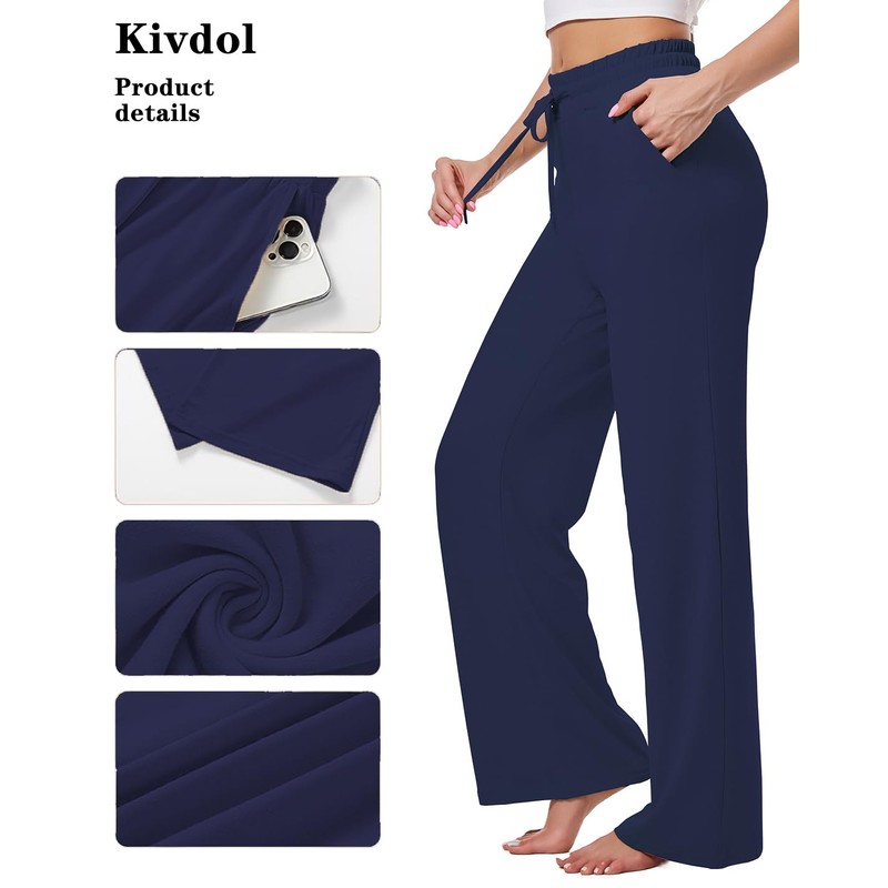 Kivdol 3 PACK Womens Yoga Sweatpants Wide Leg Lounge Pajamas