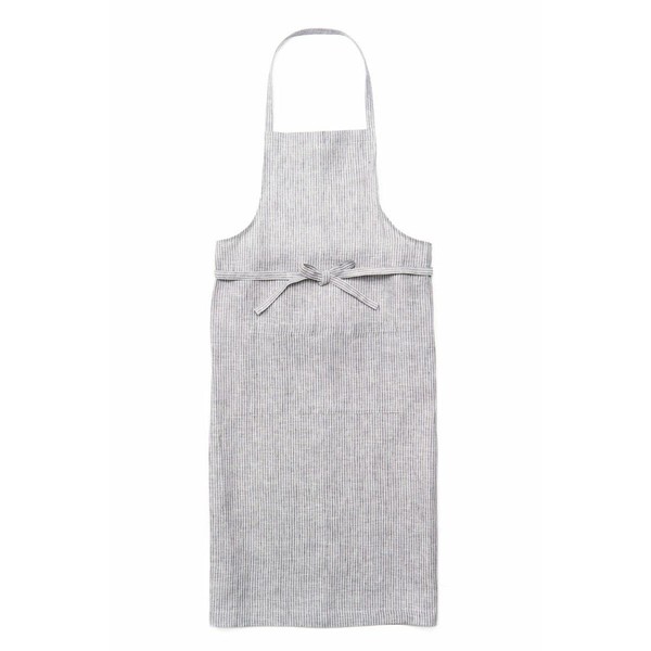 FOG Linen Full Apron Gray White Stripe