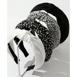 Knotted Headbands for Women Non Slip Fashion Women Headbands for Hair Cute Hairband for Women's Hair Wide Top Knot Hair Hoops for Girls Black White Leopard Head Band Trendy Hair Accessories for Women
