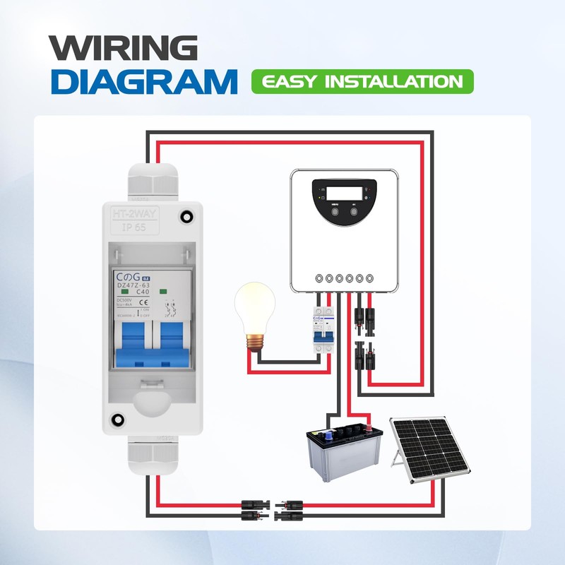 Solar Panel Disconnect Switch, CGELE 40 Amp DC 500V Breaker
