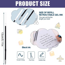 DWFEYOI 30 Erasable Refills, Black, Compatible with Legami, Easy to Erase, Pen Tip 0.5 mm, Height 13 cm, Legami Pens