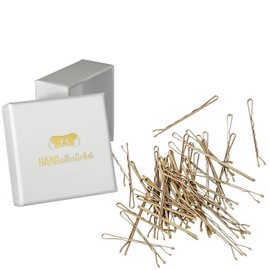 HAARallerliebst Hair Clips for Blonde Hair (Pack of 50 | Beige | 5 cm) with Box for Storage (Pack of 50; Box Colour: White)