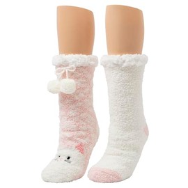 Cuddl Duds Women Multipack Super Soft Comfortable 2 Pair Pack Lounge Socks, Cat