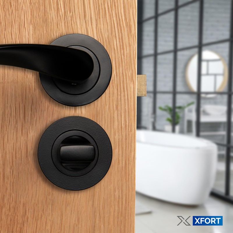 XFORT Matt Black Thumb Turn and Release Set, Bathroom Thumb