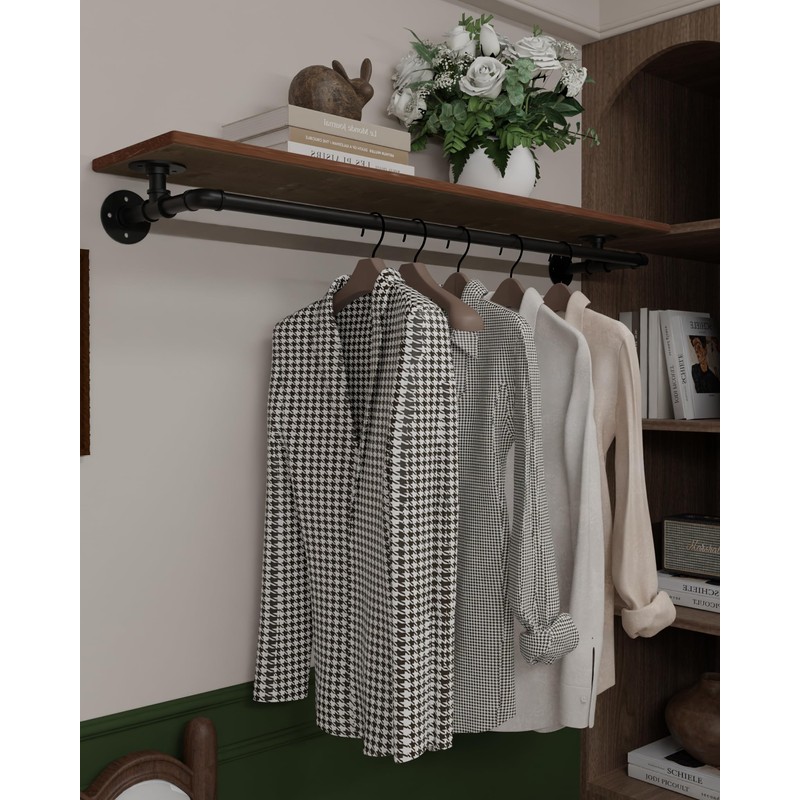 TEDIDUWA Clothes Rack 48in, Wall Mounted Garment Rack with Real