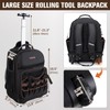 Rolling Tool Backpack Heavy Duty, 43 Pockets Tool Backpack with