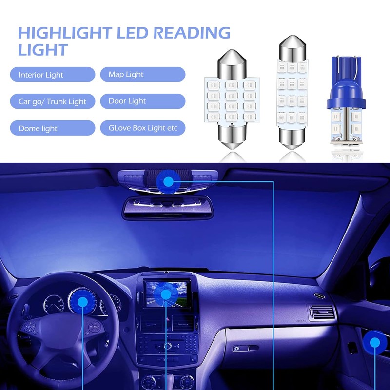 Bawkars 24 PCS Car Led Lights Interior, Dome Light LED