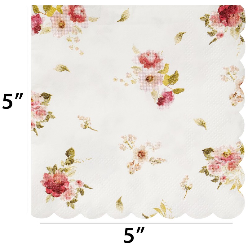 C.R. Gibson Floral Heart Beverage Napkins (TW4-25403), Small, 20 Count