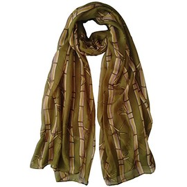 GlamLondon Bamboo Stems Print Scarf Ladies Fashion Floral Shawl Wrap (Green)