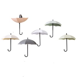 JunyueLiang Hooks, Set of 6, Wall Hooks, Double Sided Tape, Umbrella Type, DIY, Cute, Stylish, Wall Decoration, Hanging Accessories, Keys, Hat Hanging, Waterproof Hook, Non-Scratchable, Interior