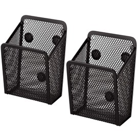 Magnetic Storage Basket Magnetic Desk Organiser Metal Mesh Storage Basket Magnets Storage Box Office Supplies Mesh Pen Holder for Locker Accessories Whiteboard Fridge Pack of 2