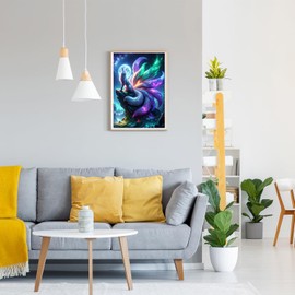 GDYEEH DIY 5D Nine-tailed Fox Diamond Art Kits, Fox Round Full Drill Sparkling Diamond Painting Picture, Moon Diamond Painting Art Kits Craft for Adults Beginners, Home Wall Decor 12x16 inch