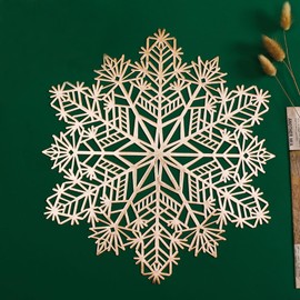 Christmas Gold Placemats - 4Pcs Gold SnowFlake Placemats and Coaster Sets Christmas Table Mats for Christmas Wedding Dinner Party Restaurant Hotel Table Decoration,38cm and 10cm