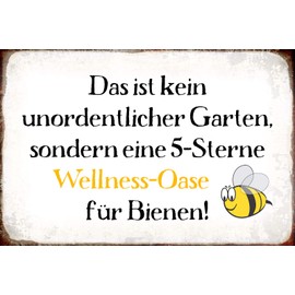Ontrada Tin Sign 20 x 30 cm Curved No Garden Wellness Oasis Bee Decorative Gift Metal Sign