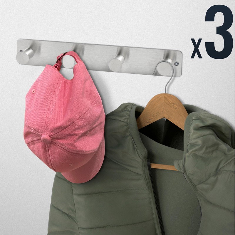 RICOO Heavy Duty Stainless Steel Wall Mounted Coat Hooks, MH025S-4x3,