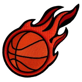 Flaming Basketball Patch Embroidered Iron-On Applique Sports Emblem
