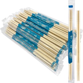 52USA Disposable Bamboo Chopsticks (100 Sets), Wooden Japanese Chopsticks Bulk, 9'' Long Chopsticks Disposable, Individually Wrapped Chinese Chopsticks Clear Bag