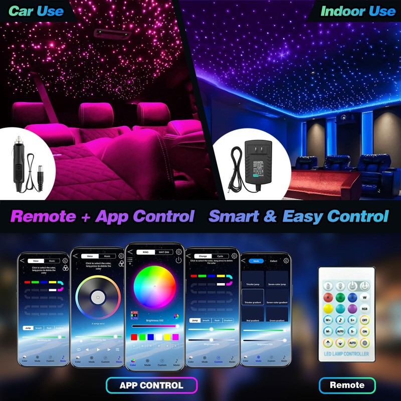 VASTFIRE Starlight Headliner Kit - 300pcs 0.03in 9.8ft Fiber Optic
