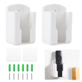 Ownkim 2 PCS Remote Control Holder Wall Mount with Sticker and Screws Space Saving Holder for Remote Controllers, Interior Size: 63mm x 30mm x 100mm (L x W x H) (2)