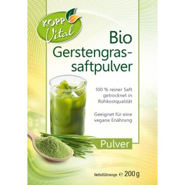KOPP Vital® Bio-Gerstengrassaftpulver | 200 g | Bio-zertifiziert | Vegan | ohne Gentechnik | Laktosefrei | Höchste Qualität