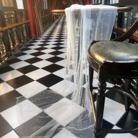 Moresis 2pcs 60"X120" Classic White Pearl Tulle Table Runner, 10ft Tulle Table Runner, Wedding Bridal Shower Christmas Dessert Table