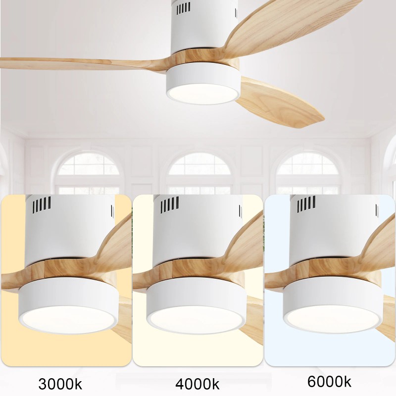 USA Modern Design 52 Inch 3 Solid Wood Blade Smart