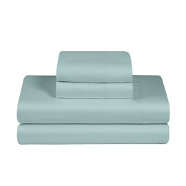 Feather & Stitch Softest 100% Cotton Sheets, 300 Thread Count Percale Weave Bedding, 16" Deep Pocket, Cooling Sheets, Breathable Bed Set, Hotel Premium Quality (Twin, Granite Green
