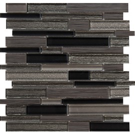 MSI Metro Gris Interlocking Blend of Glass and Stone Tile for Kitchen Backsplash, Wall Tile for Bathroom, Accent Wall Tile, and Shower Wall Tile, 12 in. x 12 in. Mesh-Mounted Mosaic Tile (10 sq. ft.)