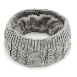 Aiphamy Winter Cable Knitted Neck Warmer Neck Gaiter Fleece Lined Scarf Face Mask for Women Men (Light Grey)