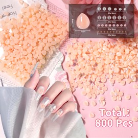 800 Pcs 3D Flower Nail Charms, Orange Blossom Beads Gems for Nails, Pearl Nail Gems and Rhinestones Floral Rhinestone Gems, Petal Acrylic 3D Flowers Nail Art Charms for Nails DIY Design