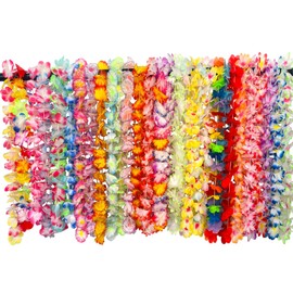 200 PCS Hawaiian Leis Neck Vibrant Colors Assortment for Luan Party Tropical Themed Party Decorations Beach Party Decor