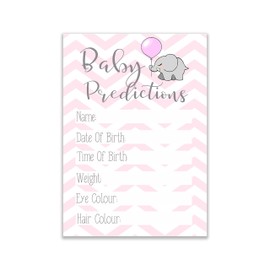 The Little Party Company Baby Shower Games - Pack of 50 Chevron Elephant Pink Prediction Game Cards - Girls Baby Shower, 50 Players/ 50 Guest Game Pack (BSCHEVPP50)