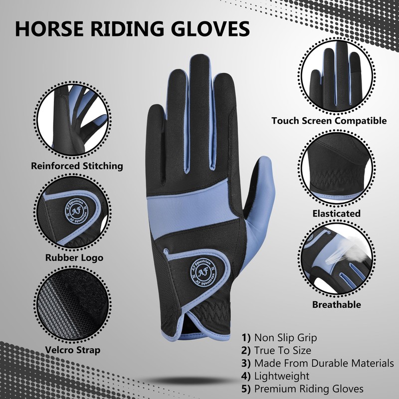 AF EQUESTRIAN Ladies Horse Riding Gloves – Lightweight, Touchscreen Compatible,