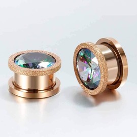 TBOSEN 8 PCS Fashion Ear Tunnels Plugs Gauges Stainless Steel Expander Stretcher Piercings